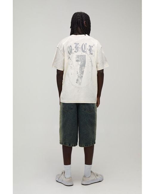 BoohooMAN Green Longline Tinted Denim Jorts for men