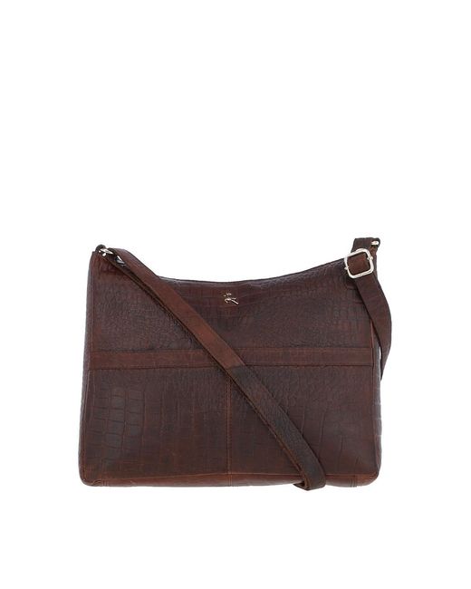 Ashwood Leather Purple 'Simonetta' Croc Print Real Shoulder Bag