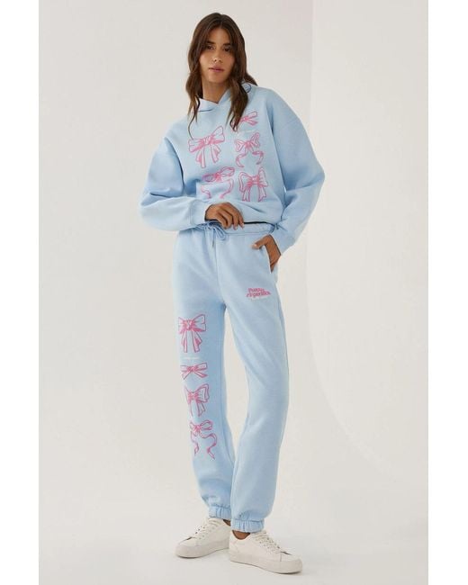 Hiccup Blue High Waist Printed Sweatpants