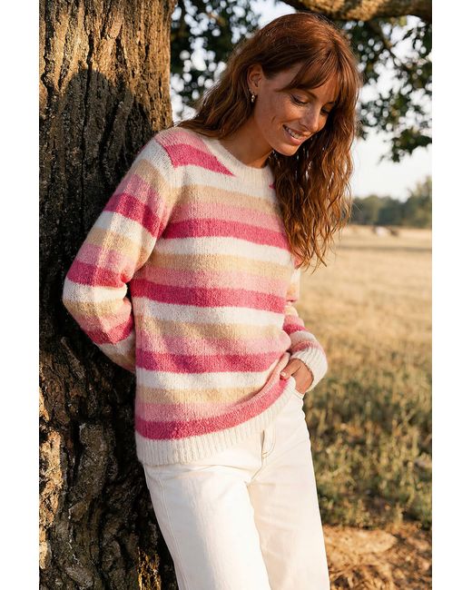 Roman Pink Stripe Soft Knit Jumper