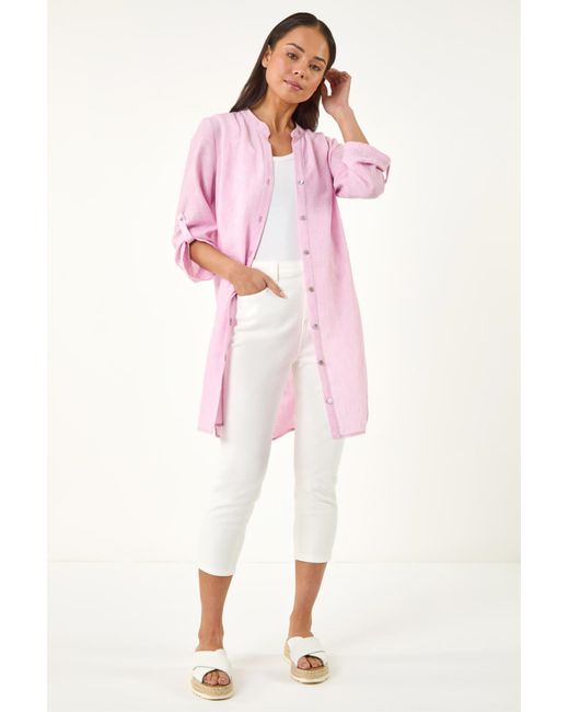 Roman Pink Petite Cotton Front Button Overshirt