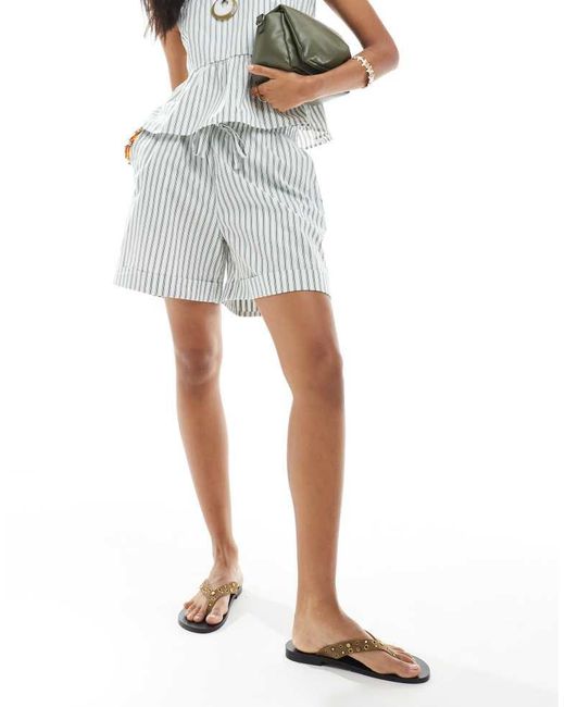 Pieces White High Waist Short Co-Ord