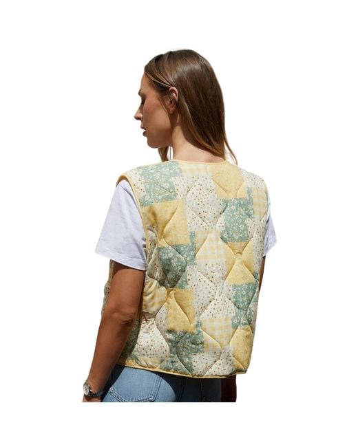 Threadbare Cabos Patchwork Gevoerde Regular Gilet (Citroen) in het Yellow