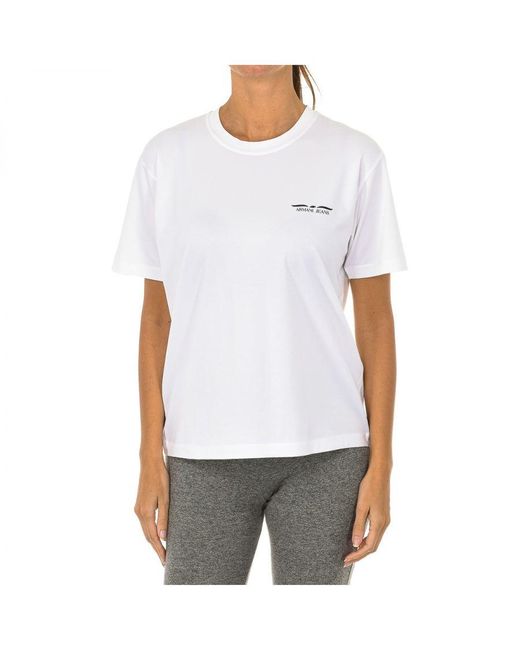 Armani White S Short Sleeve Round Neck T-shirt 6z5t91-5j0hz Cotton