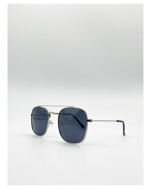 SVNX White Aviator Style Double Bridge Sunglasses for men
