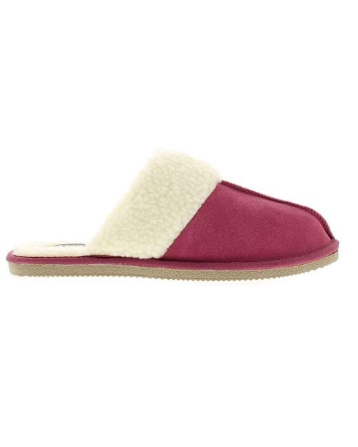 Hush Puppies Purple Arianna Leather Ladies Mule Slippers Suede