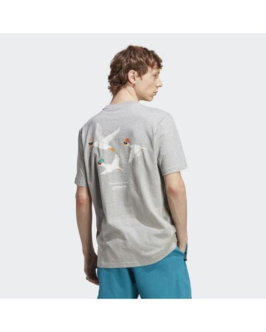Adidas Originals Gray Adventure Graphic Duckies Tee for men