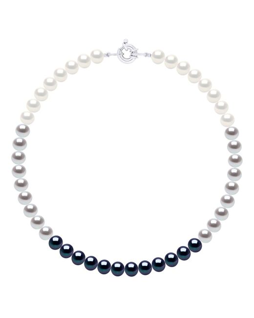 Ateliers Saint Germain Blue Necklace Of Real Cultured Freshwater Pearls And Round 8-9 Mm