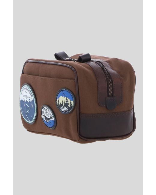 Fenland Sheepskin Brown Explorer Patch Washbag for men