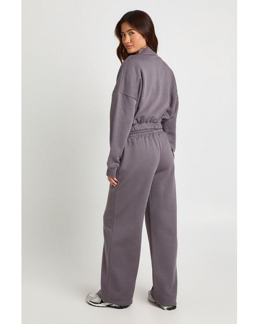 Boohoo Brown Zip Through Bomber Straight Leg Tracksuit