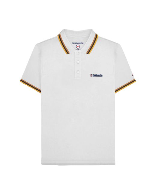 Lambretta White Ss25 Triple Tipped Polo Shirt for men