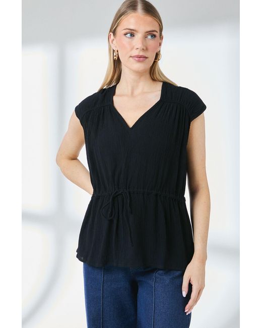 PRINCIPLES Black Drawstring Waist Sleeveless Top