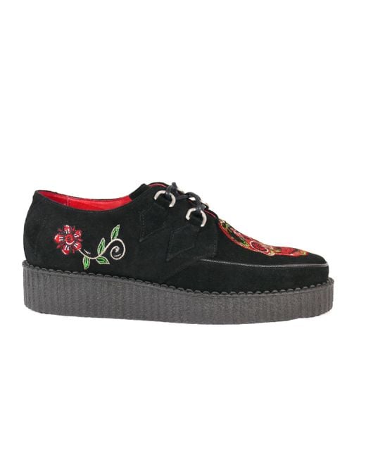Jeffery West Black Muse 'Memento Mori' Suede Skull Brothel Creeper Leather for men
