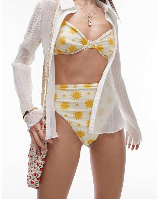 TOPSHOP Multicolor High Waist Leg Bikini Bottoms