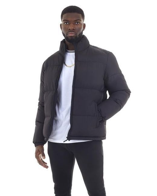 Brave Soul Blue Funnel Neck Padded Jacket for men