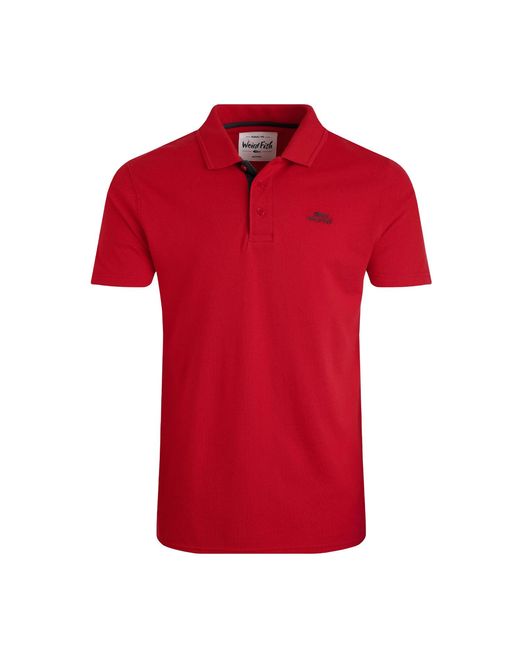 Weird Fish Red Miles Pique Organic Polo Shirt (Barberry Marl) for men