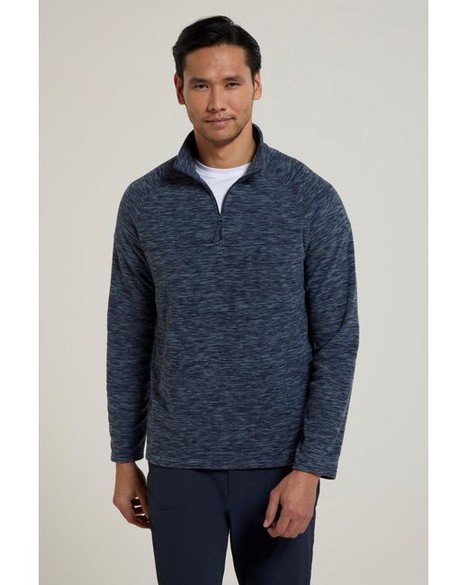 Mountain Warehouse Blue 'Snowdon' Fleece Top Half Zip Breathable Quick Dry Sweater for men