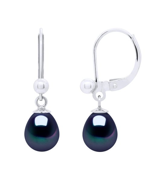 Ateliers Saint Germain Blue Earrings Of 925 And Real Cultured Freshwater Pearls Pear 7-8 Mm