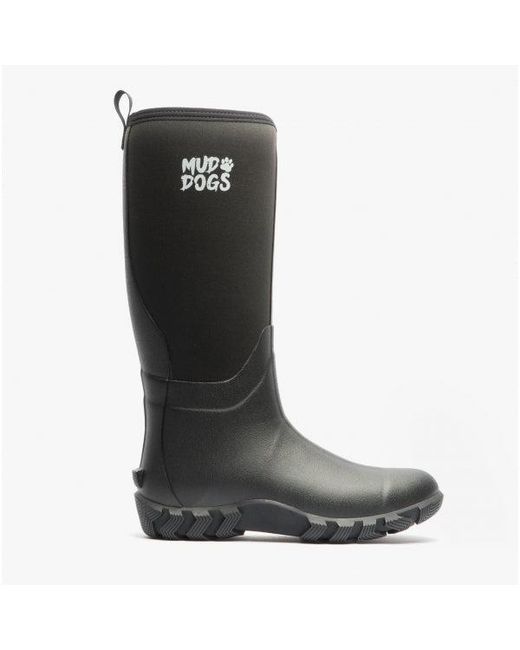 Mud Dogs Black Rutland Tall Neoprene Wellington Boots