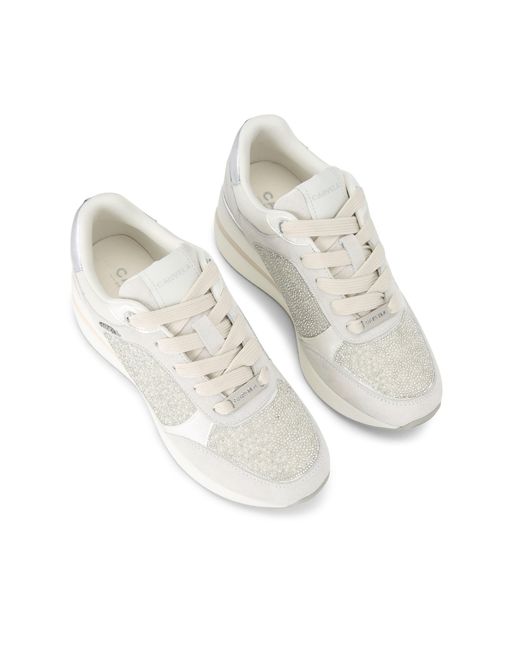 Carvela Kurt Geiger White High Rise Pearl Sneakers