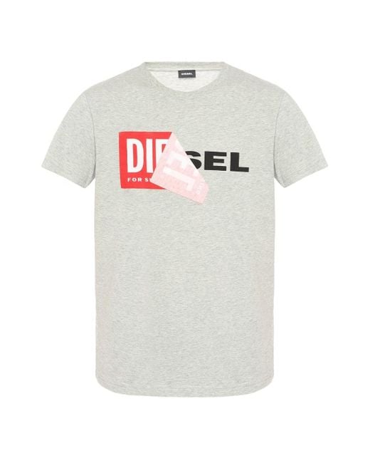 DIESEL White T-Diego-Qa Peel Logo T-Shirt Cotton for men