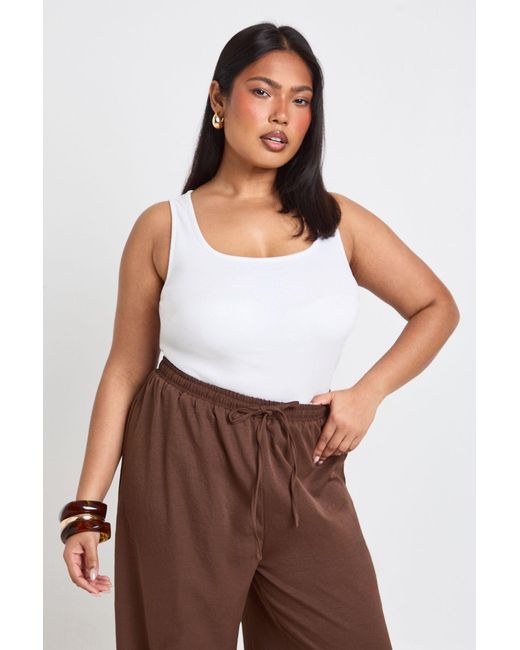 Boohoo Brown Plus Tie Detail Balloon Trouser