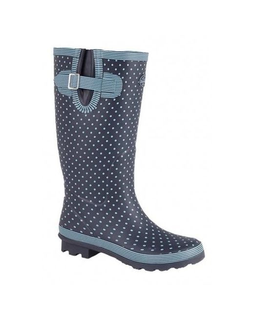 Stormwells Blue Dotty Rubber Wellington Boots Pale Polka Dot