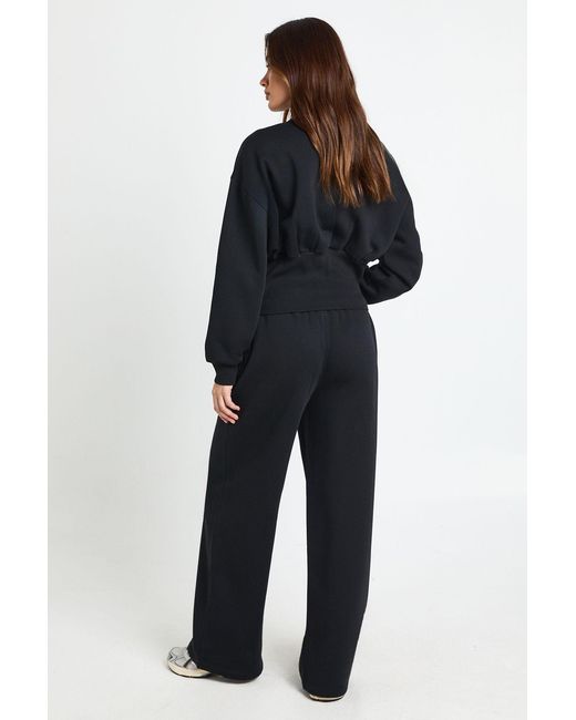 Boohoo Blue Cinched Waist Button Through Sweatshirt Tracksuit