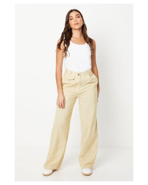 Oasis Natural Petite Pocket Detail Trousers