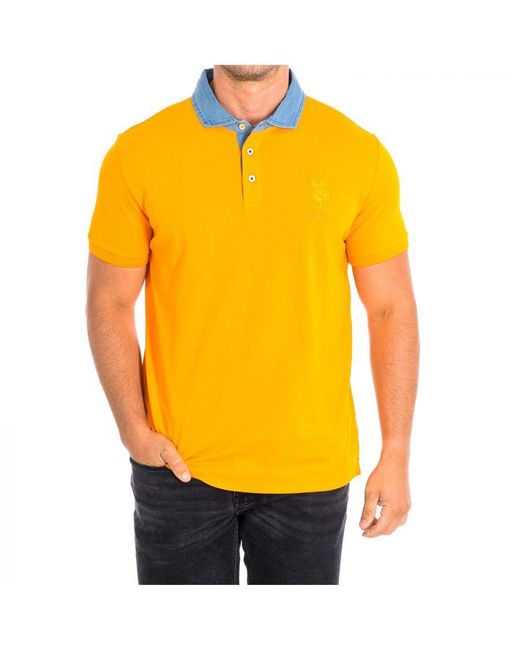 U.S. POLO ASSN. Yellow Desm Short Sleeve With Contrasting Lapel Collar 61460 for men