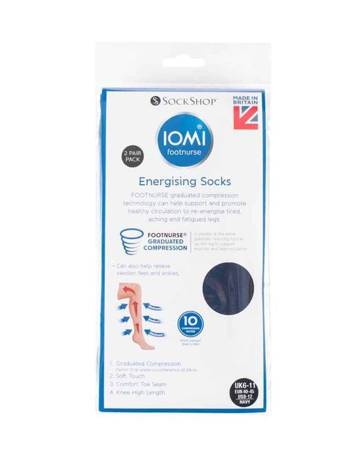 IOMI Blue 2 Pairs Of 80 Denier Compression Knee High Energising Socks 6-11 Uk for men