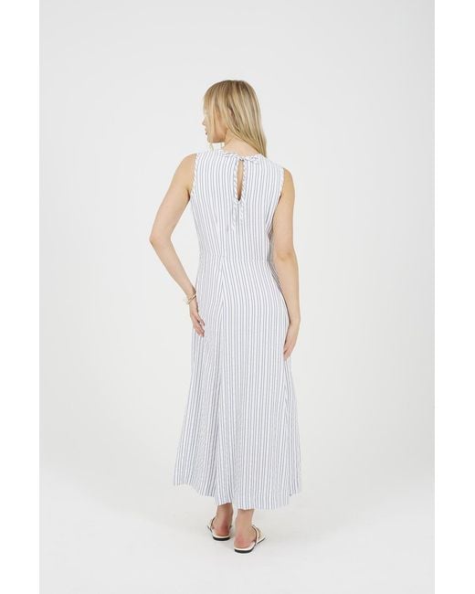 Brave Soul White Striped Sleeveless Maxi Dress
