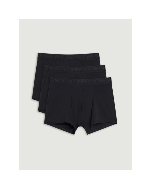 Ben Sherman Black Tonal Boxer Shorts (Pack Of 3) for men