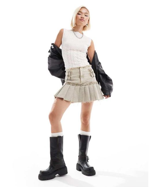 Collusion White Knit Slash Neck Top