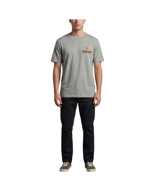 Timberland Gray T Shirts Illustrated Tree Logo Crew Neck Pullover Summer Top New for men