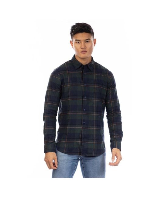 Peter Werth Blue Kidwell Collared Neck Long Sleeve Shirt for men