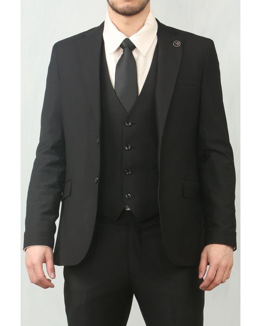TruClothing Black 3 Piece Formal Classic Prom Suit Workwear for men