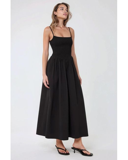 Hiccup Black Square Collar A-Form Maxi Dress