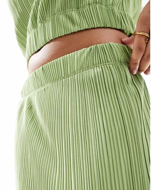 Vero Moda Green Plisse Split Maxi Skirt Co-Ord