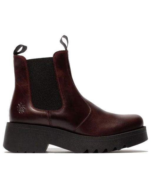 Fly London Brown Wedged Chelsea Leather Boots