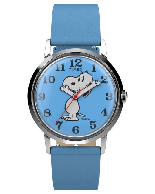 Timex Blue Marlin Hand-Wound X Peanuts Reissue Watch Tw2W79400 Leather for men