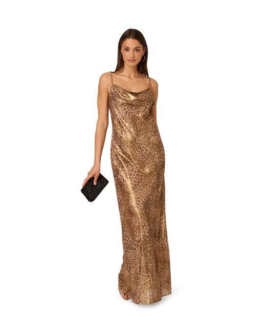 Adrianna Papell White Printed Chiffon Long Dress