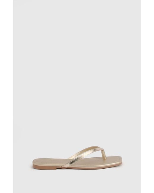 Boohoo Metallic Square Toe Flip Flops