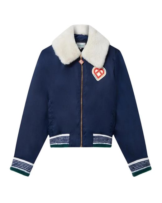 Casablanca Blue Nylon Bomber Jackets for men