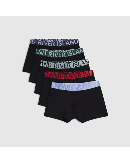 River Island Black Pack Of 5 Trunks Cotton for men