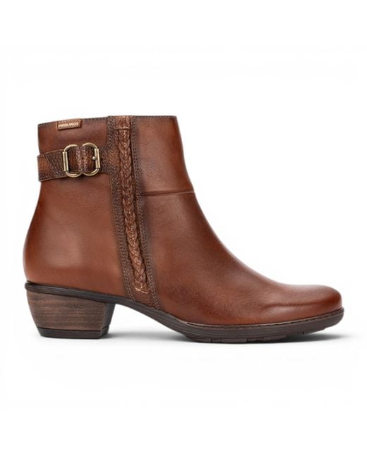 Pikolinos Brown Leather Heel Ankle Boots