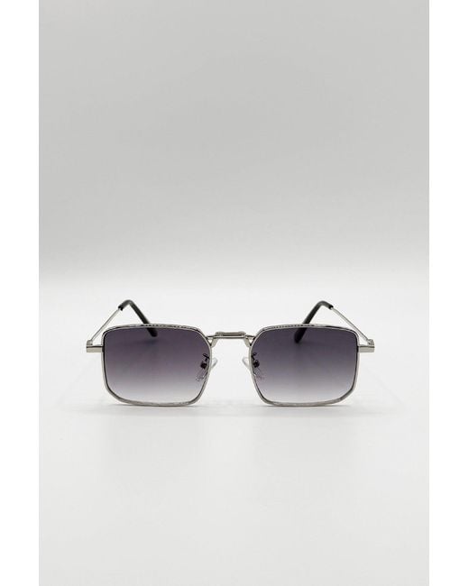 SVNX Blue Vintage Metal Square Sunglasses