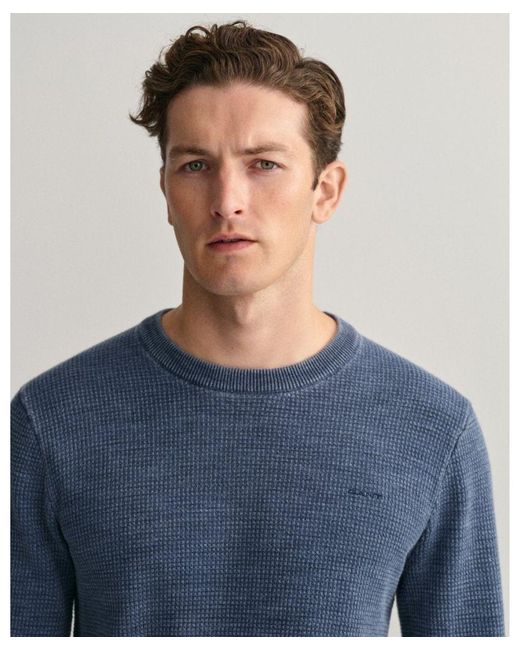 Gant Blue Sunfaded Crew Neck Sweater for men