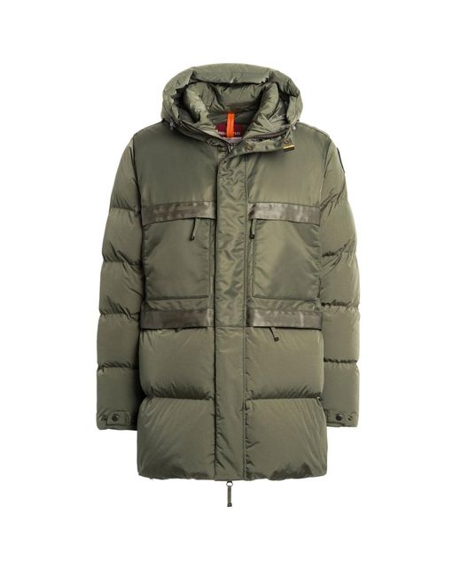Parajumpers Green Venture Thyme Long Hooded Down Jacket Nylon for men