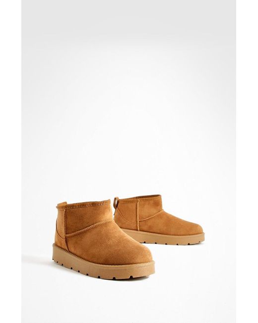 Boohoo Brown Ultra Mini Faux Fur Lined Boots